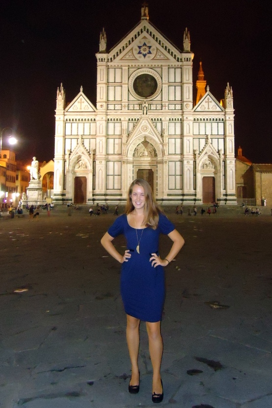 Dwyer at the Church of Santa Croce where she volunteered as an English-speaking guide 